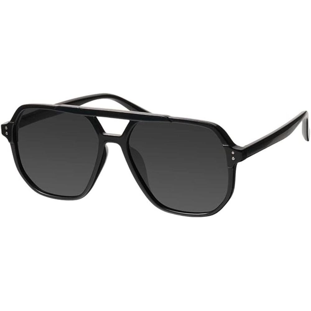 Mosanana Black Modern Aviator Women Men Polarized Trendy Oversized Sunglasses